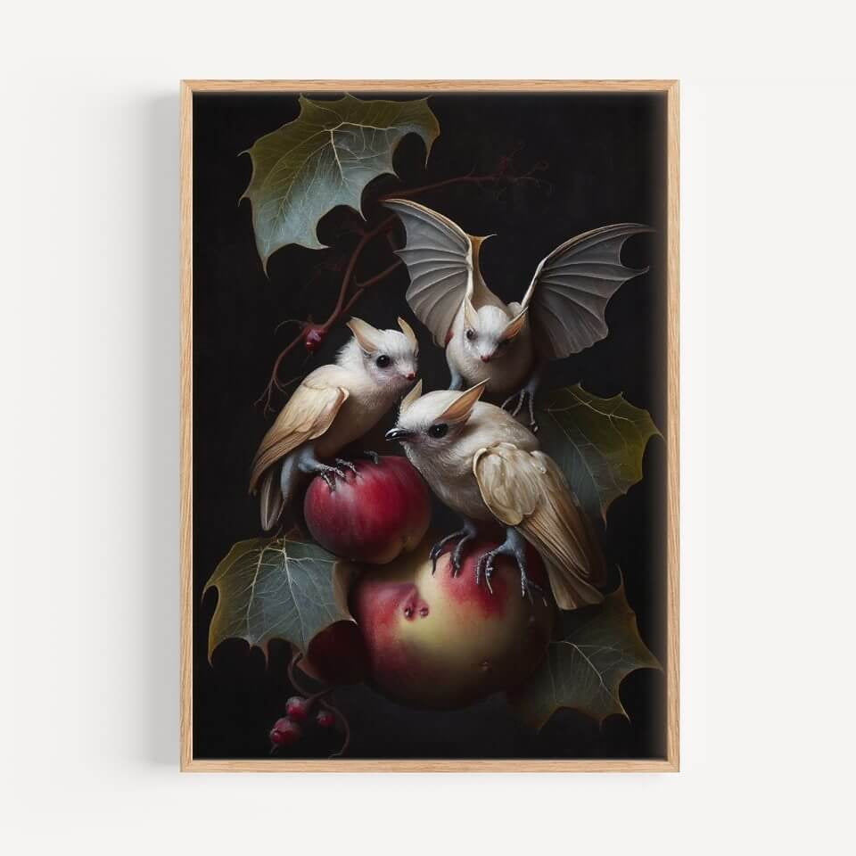 Moody Albino Fruit Bats Oil Painting Art Print