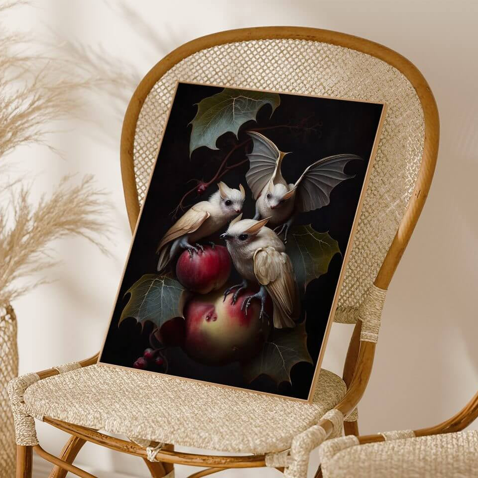 Moody Albino Fruit Bats Oil Painting Art Print