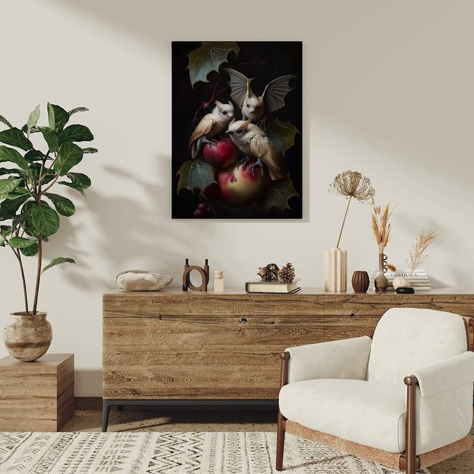 Moody Albino Fruit Bats Oil Painting Art Print