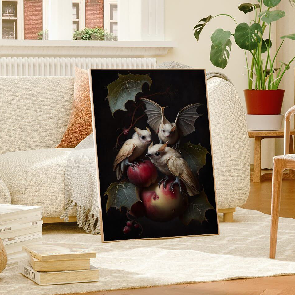 Moody Albino Fruit Bats Oil Painting Art Print