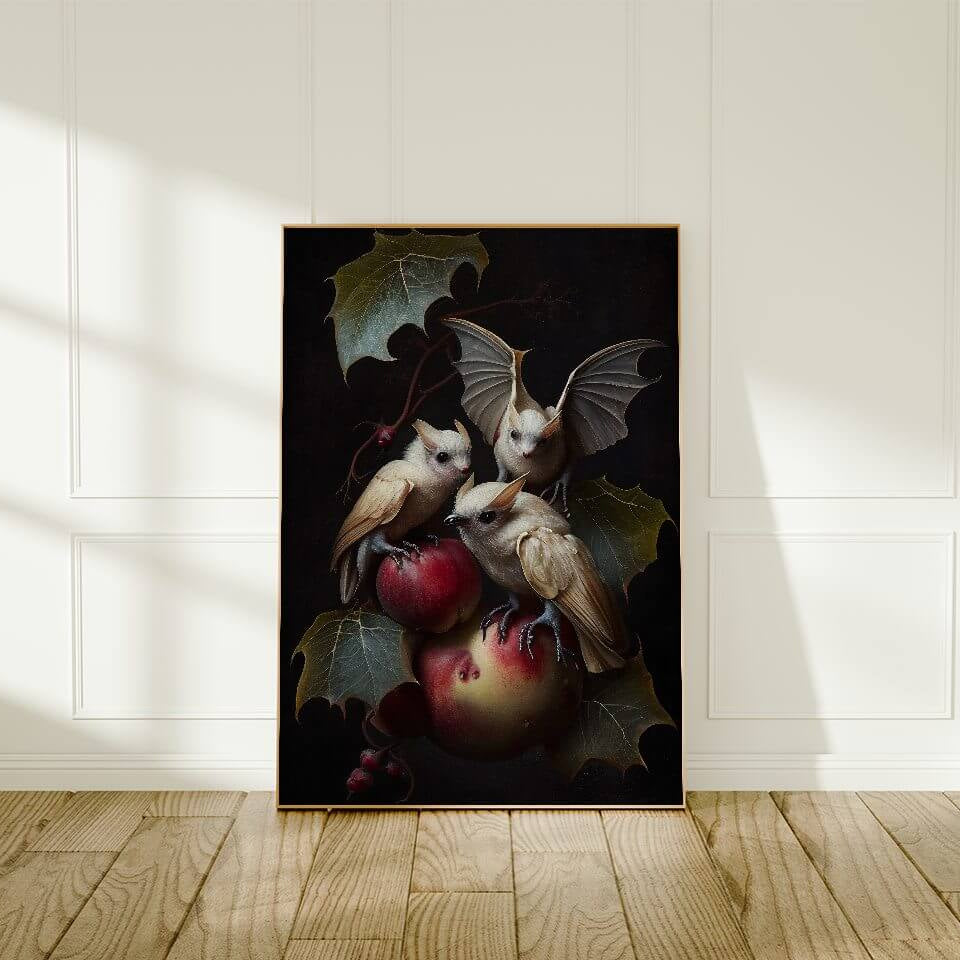 Moody Albino Fruit Bats Oil Painting Art Print