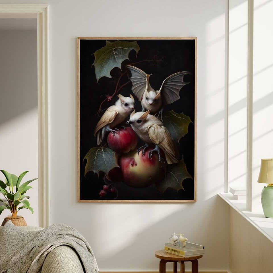 Moody Albino Fruit Bats Oil Painting Art Print