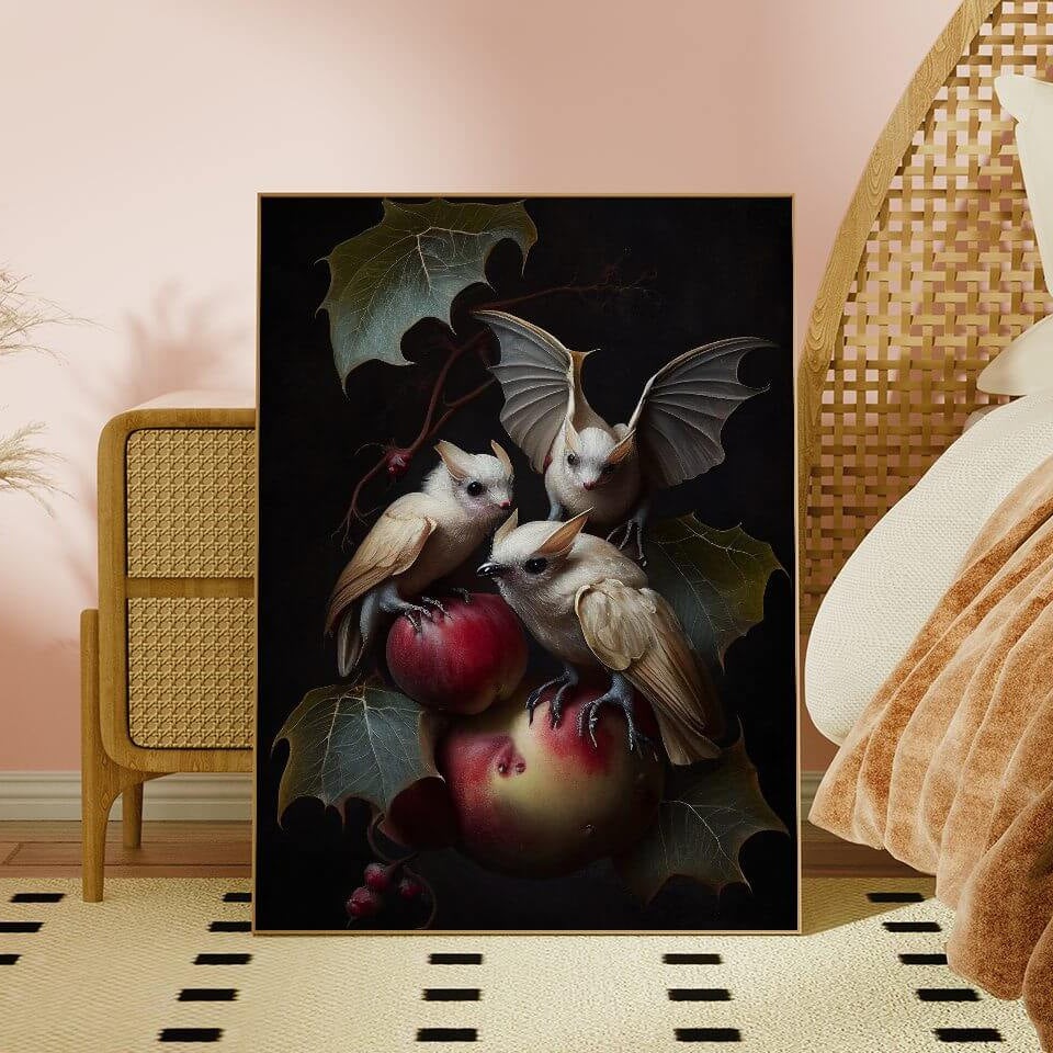 Moody Albino Fruit Bats Oil Painting Art Print
