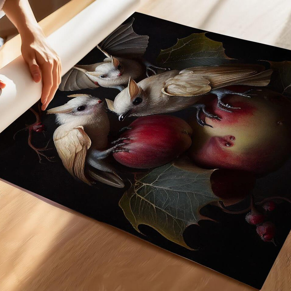 Moody Albino Fruit Bats Oil Painting Art Print