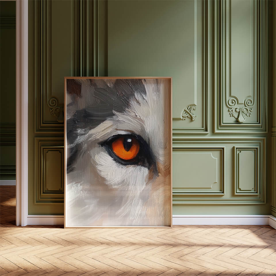 Orange Wolf Eye Oil Painting Art Print