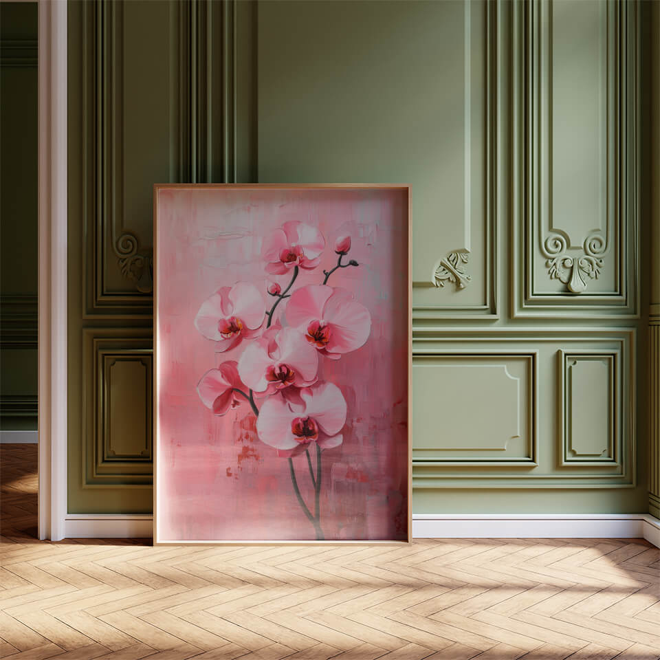 Pink Flowers Minimalist Oil Painting Art Print