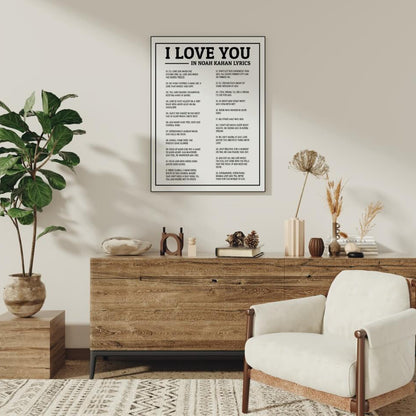 "I Love You" in Noah Kahan Lyrics Art Print