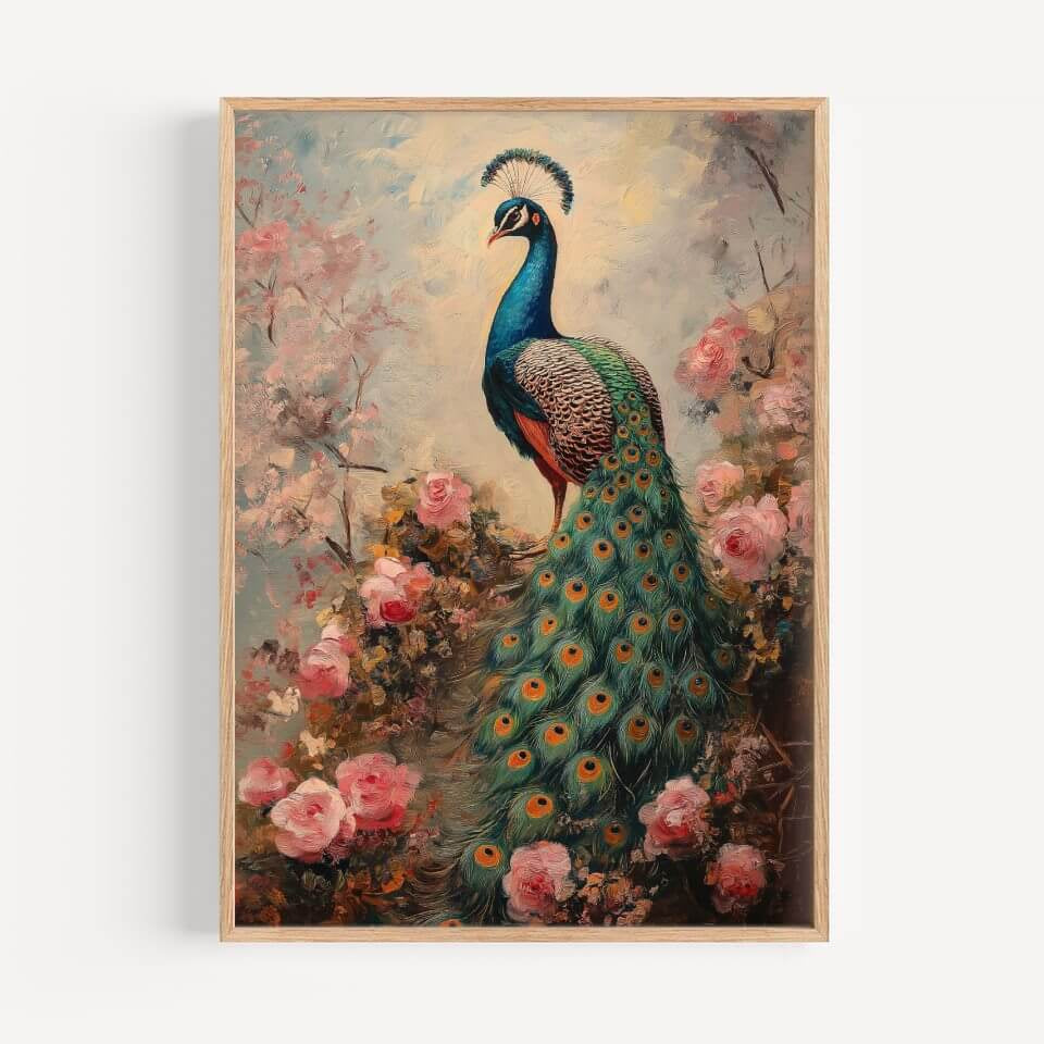 Majestic Peacock Oil Painting Art Print