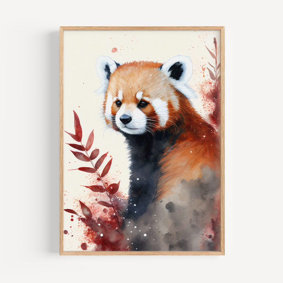 Red Panda Watercolor Art Print