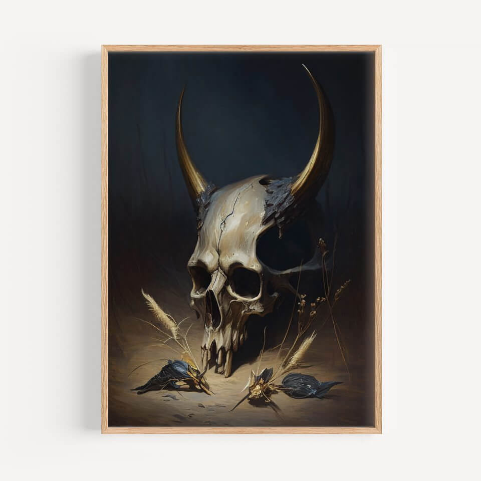 Moody Skull Oil Painting Art Print