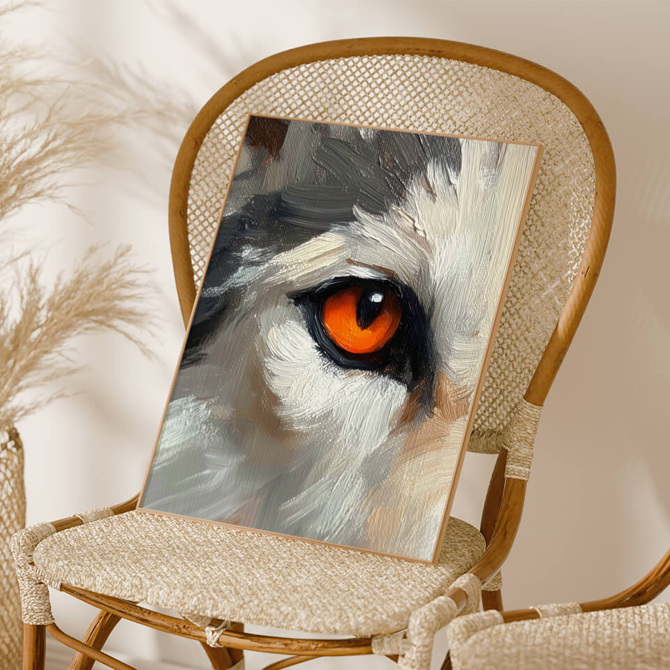 Orange Wolf Eye Oil Painting Art Print