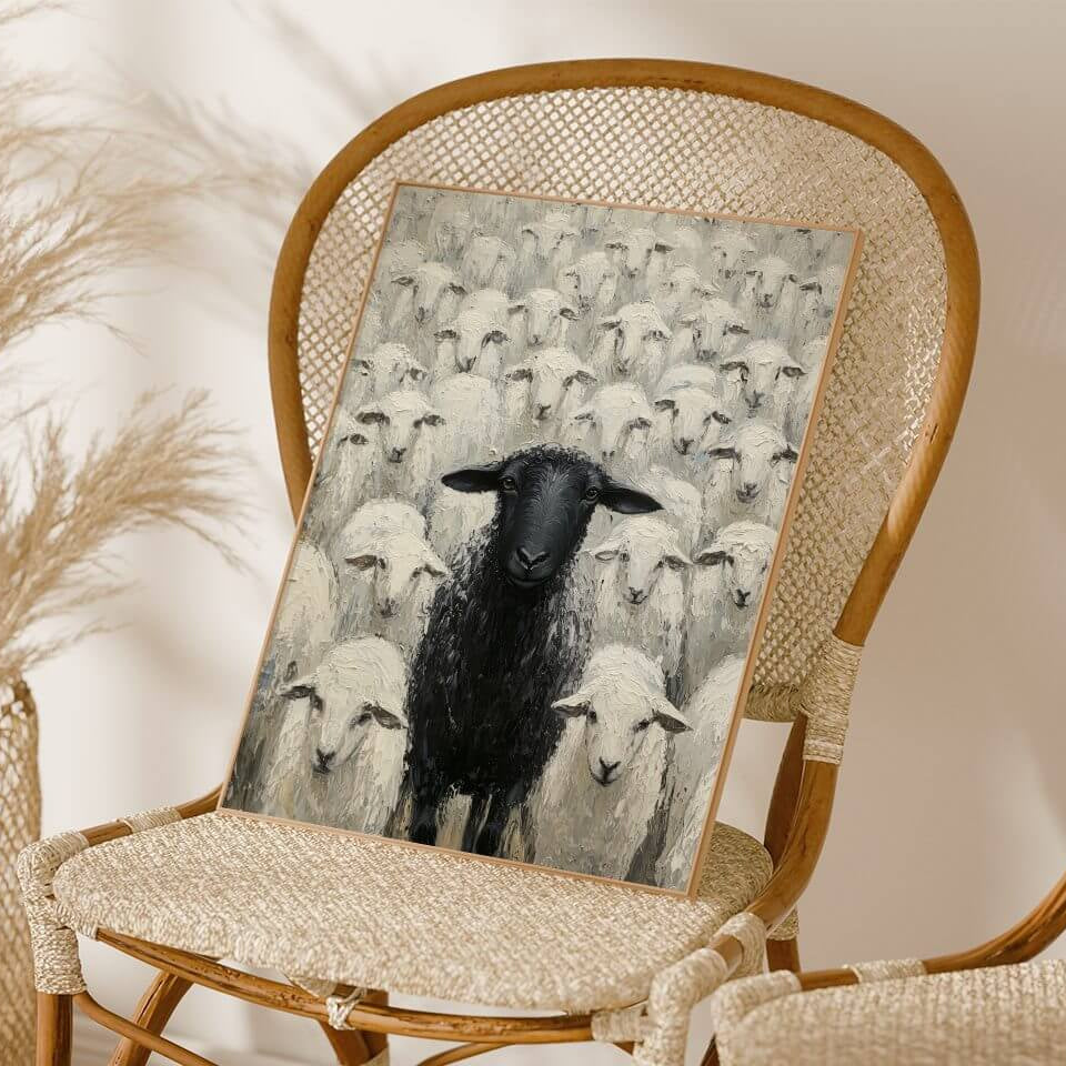 Black Sheep Oil Painting Art Print