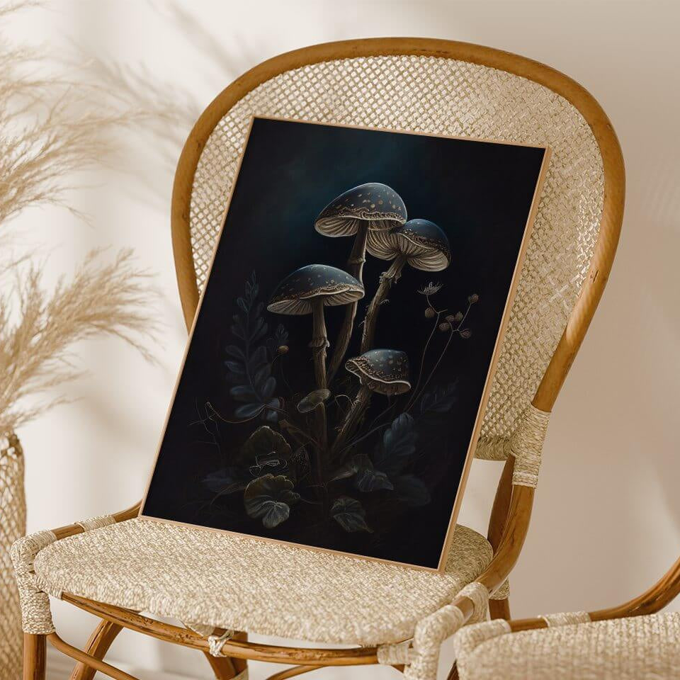 Moody Mushrooms Oil Painting Art Print