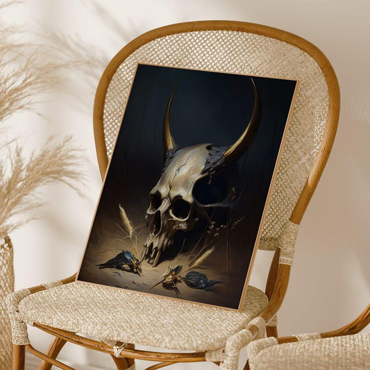 Moody Skull Oil Painting Art Print