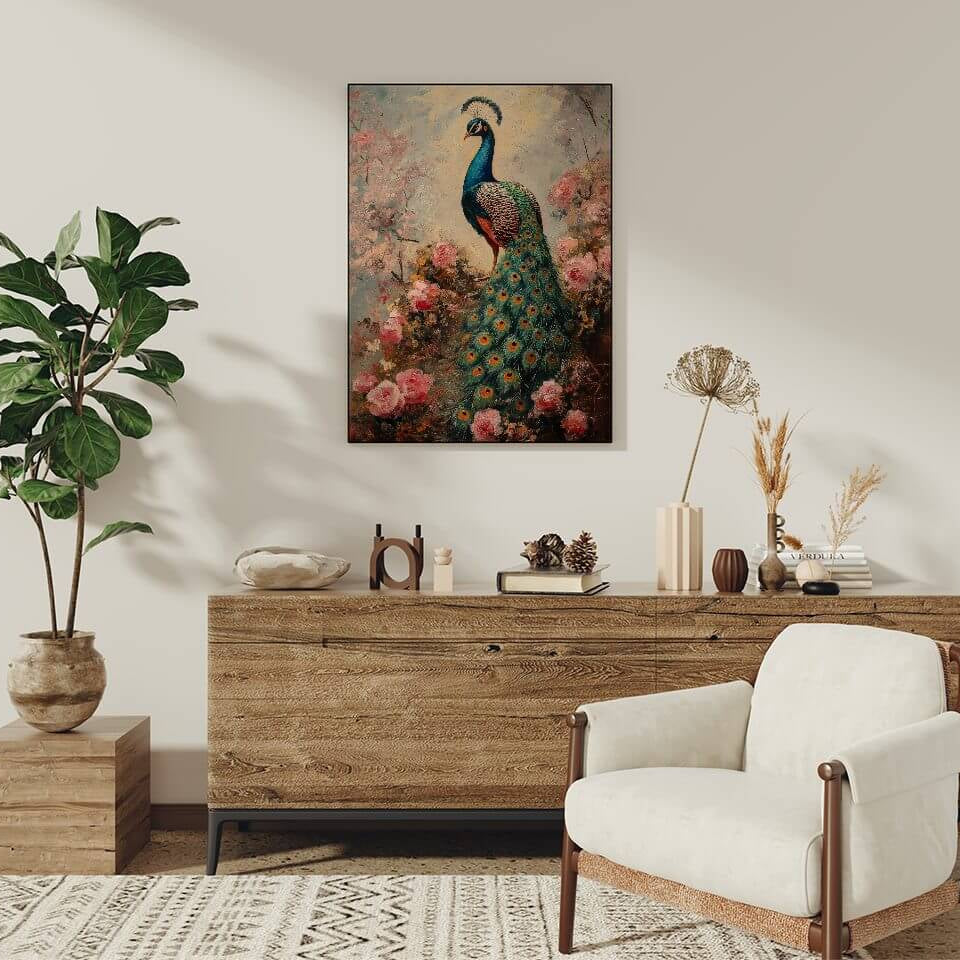 Majestic Peacock Oil Painting Art Print