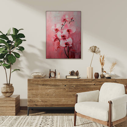 Pink Flowers Minimalist Oil Painting Art Print