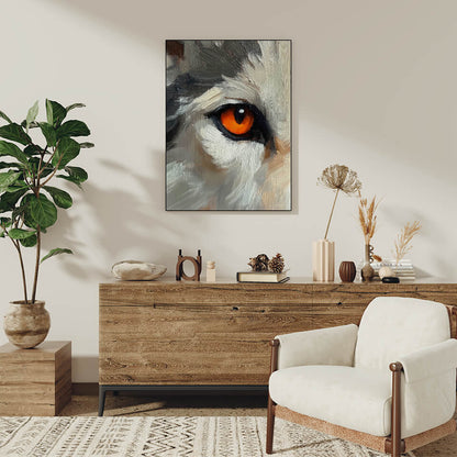 Orange Wolf Eye Oil Painting Art Print