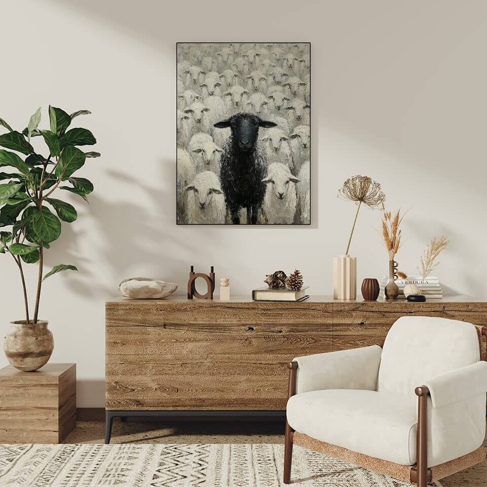 Black Sheep Oil Painting Art Print