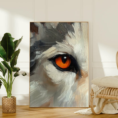 Orange Wolf Eye Oil Painting Art Print