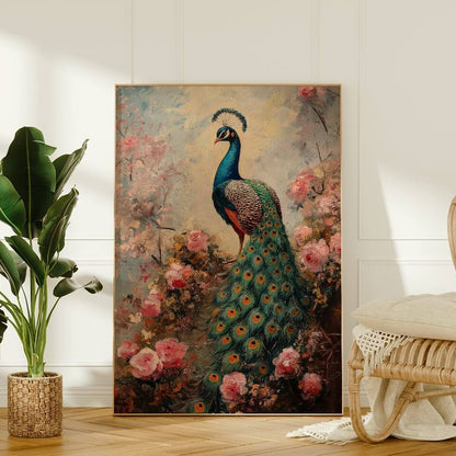 Majestic Peacock Oil Painting Art Print