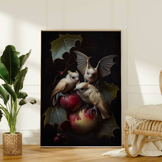 Moody Albino Fruit Bats Oil Painting Art Print