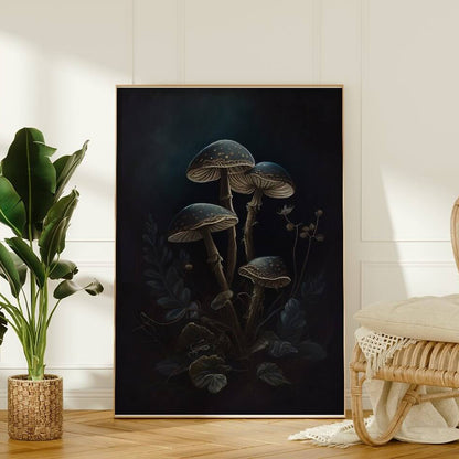 Moody Mushrooms Oil Painting Art Print