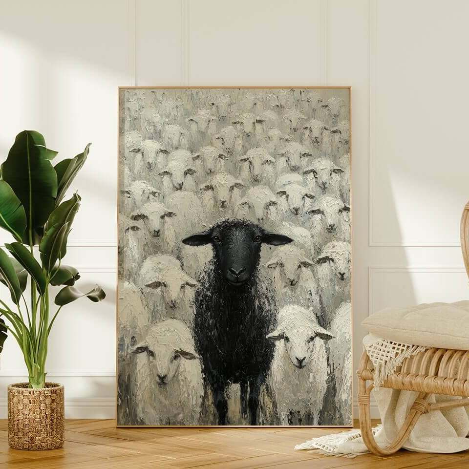 Black Sheep Oil Painting Art Print