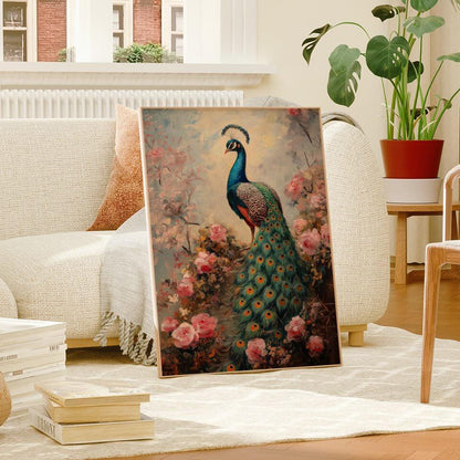 Majestic Peacock Oil Painting Art Print