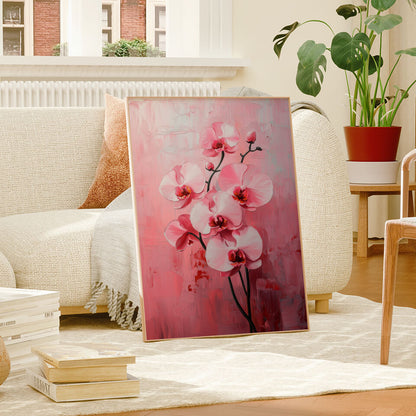 Pink Flowers Minimalist Oil Painting Art Print