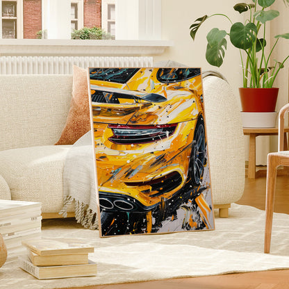 Yellow Porsche 911 Acrylic Painting Art Print