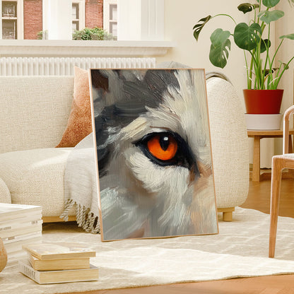 Orange Wolf Eye Oil Painting Art Print