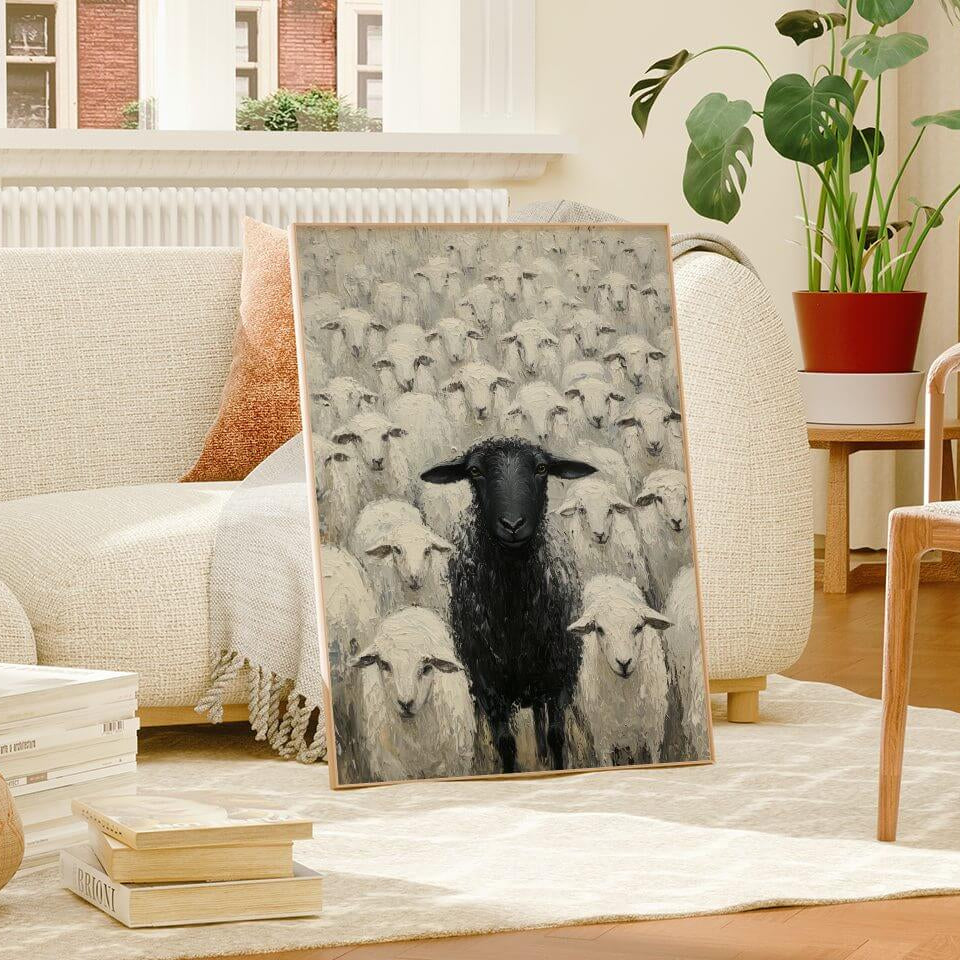 Black Sheep Oil Painting Art Print