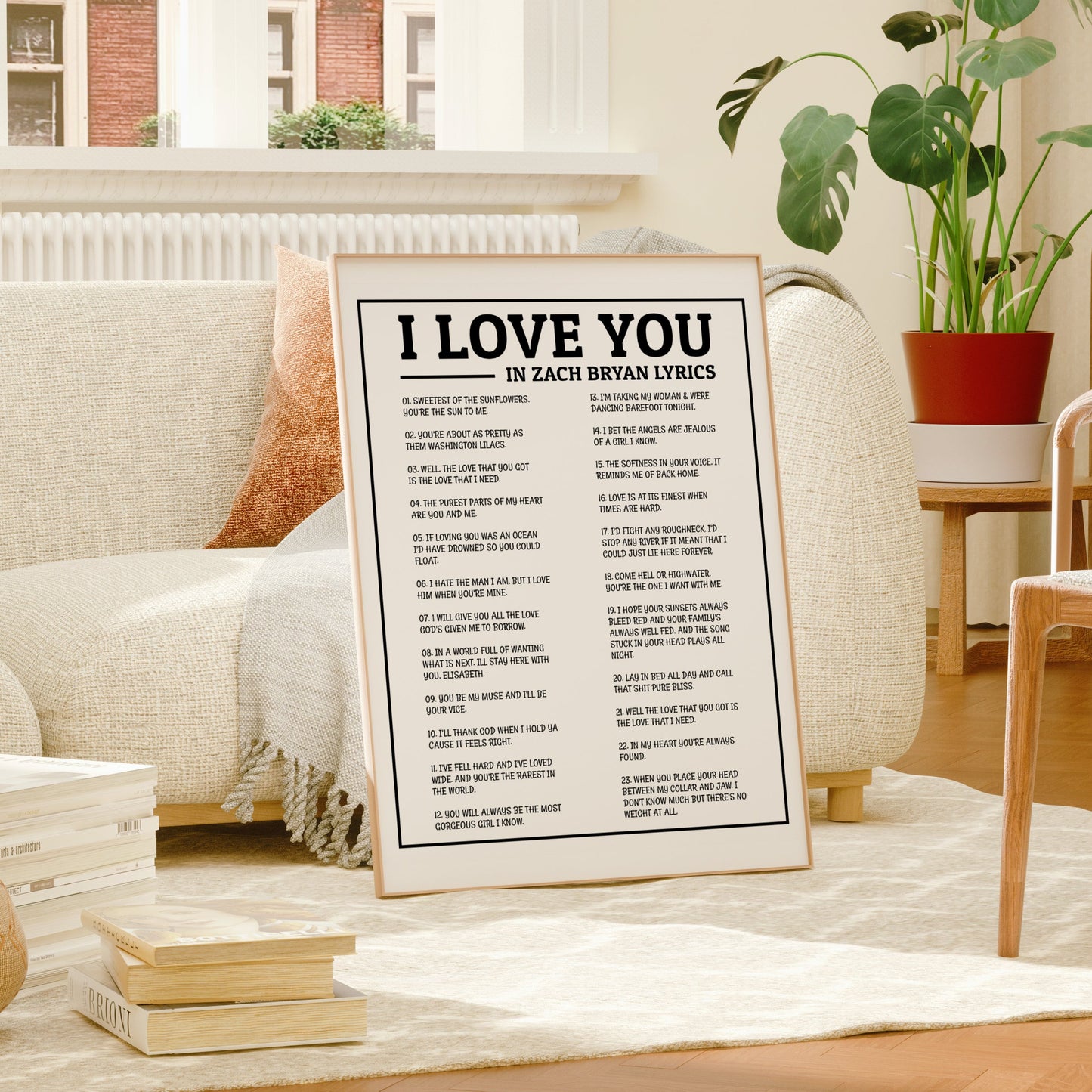 "I Love You" in Zach Bryan Lyrics Art Print