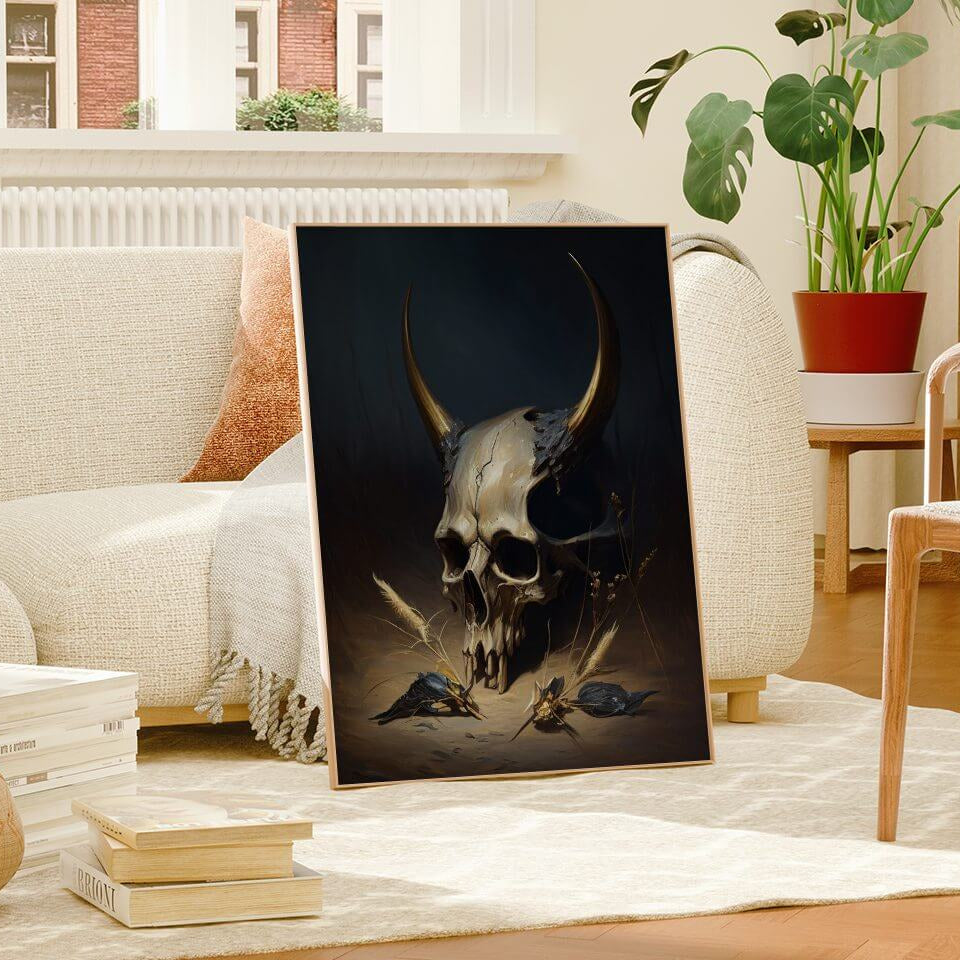 Moody Skull Oil Painting Art Print