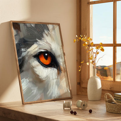 Orange Wolf Eye Oil Painting Art Print