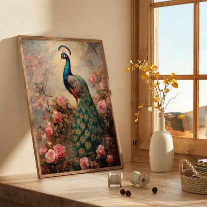 Majestic Peacock Oil Painting Art Print