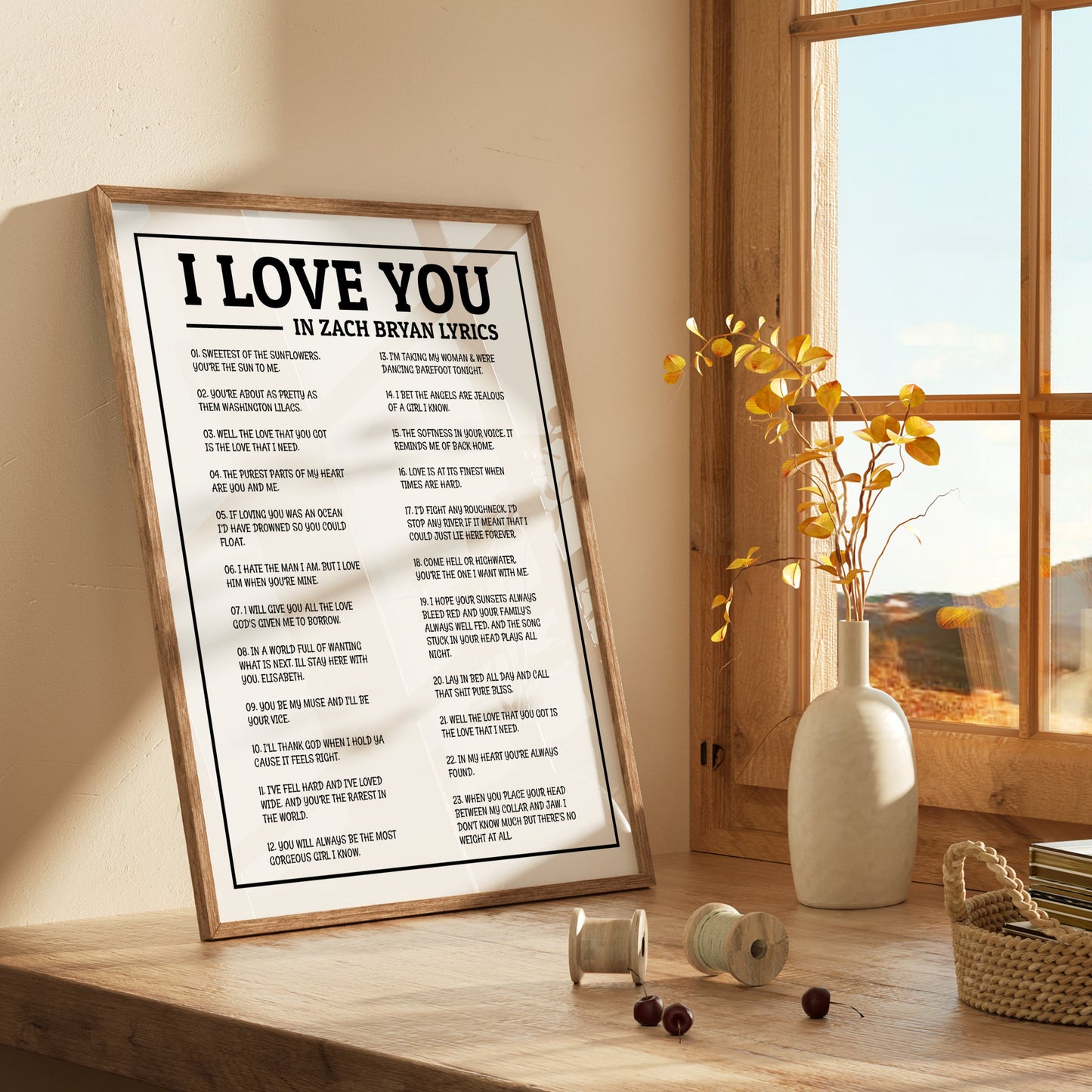 "I Love You" in Zach Bryan Lyrics Art Print