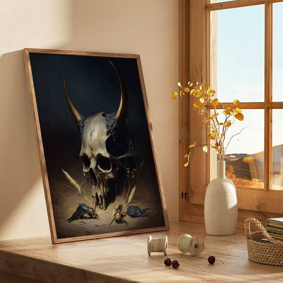 Moody Skull Oil Painting Art Print