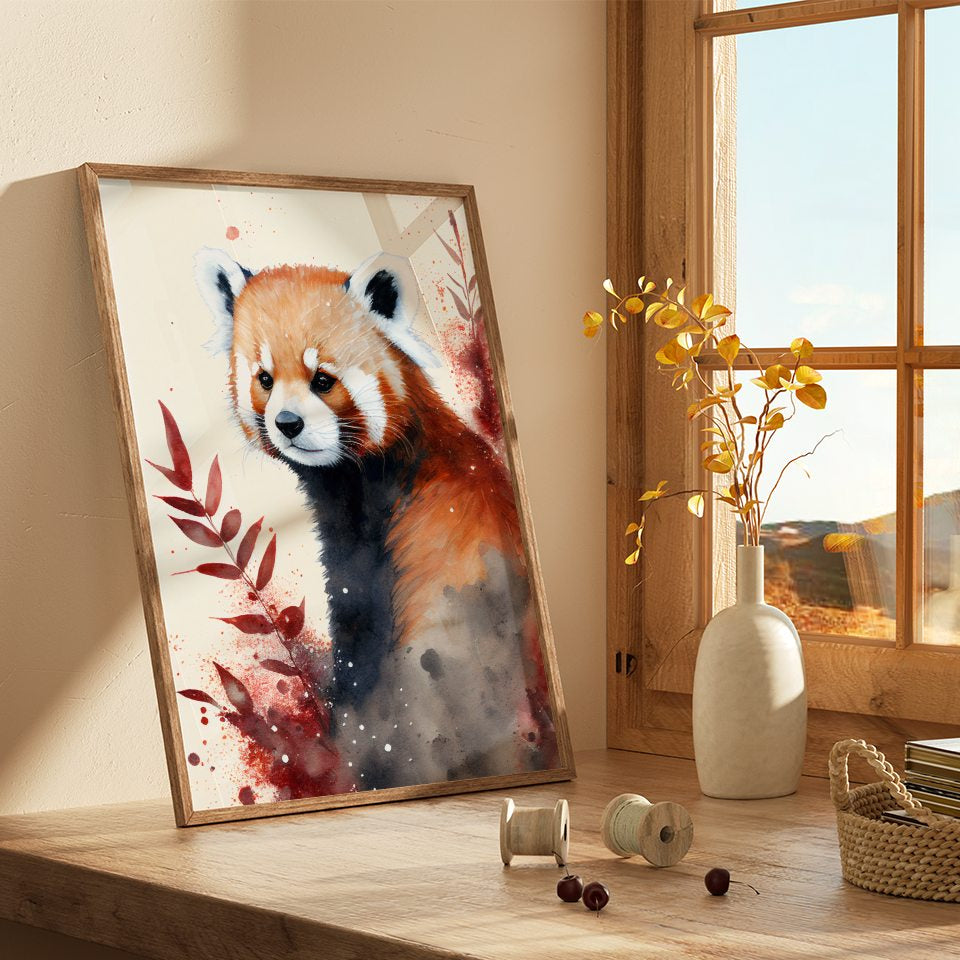 Red Panda Watercolor Art Print