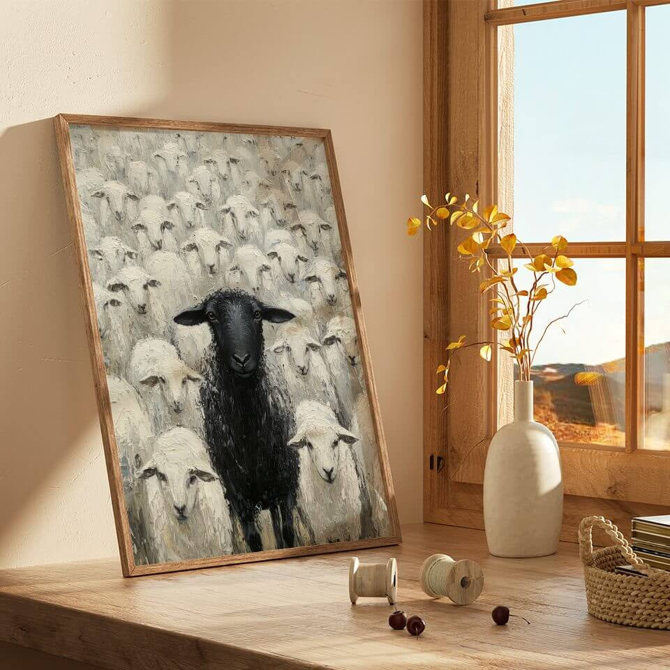 Black Sheep Oil Painting Art Print