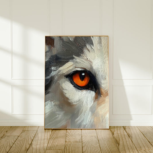 Orange Wolf Eye Oil Painting Art Print