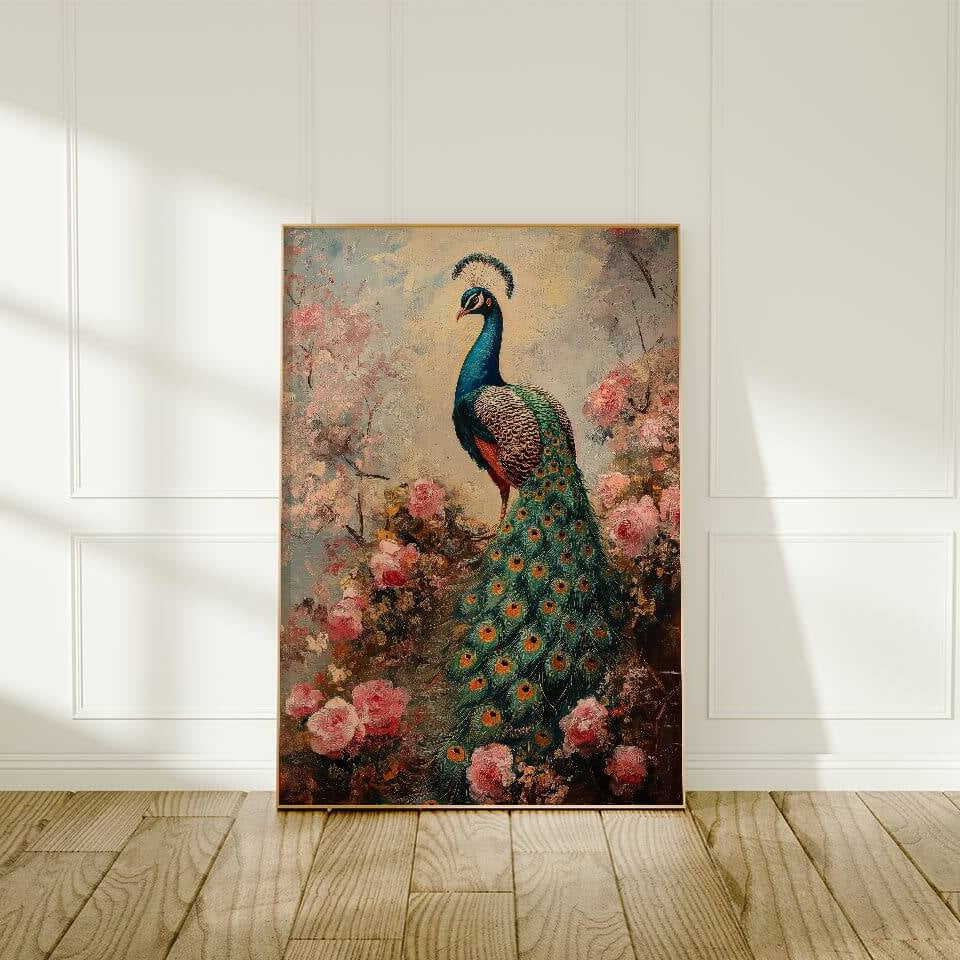 Majestic Peacock Oil Painting Art Print