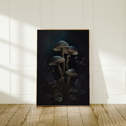 Moody Mushrooms Oil Painting Art Print