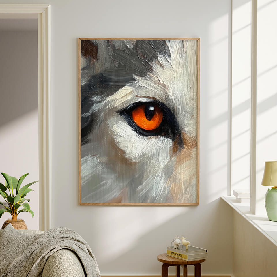 Orange Wolf Eye Oil Painting Art Print