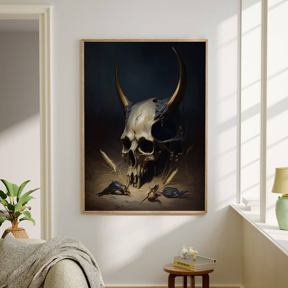 Moody Skull Oil Painting Art Print