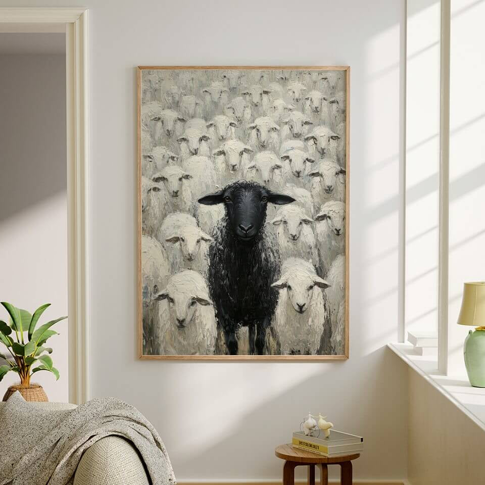 Black Sheep Oil Painting Art Print