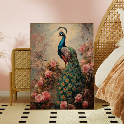 Majestic Peacock Oil Painting Art Print