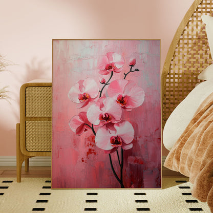 Pink Flowers Minimalist Oil Painting Art Print