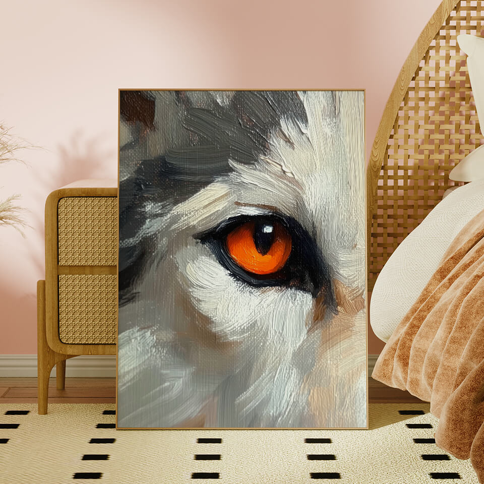 Orange Wolf Eye Oil Painting Art Print