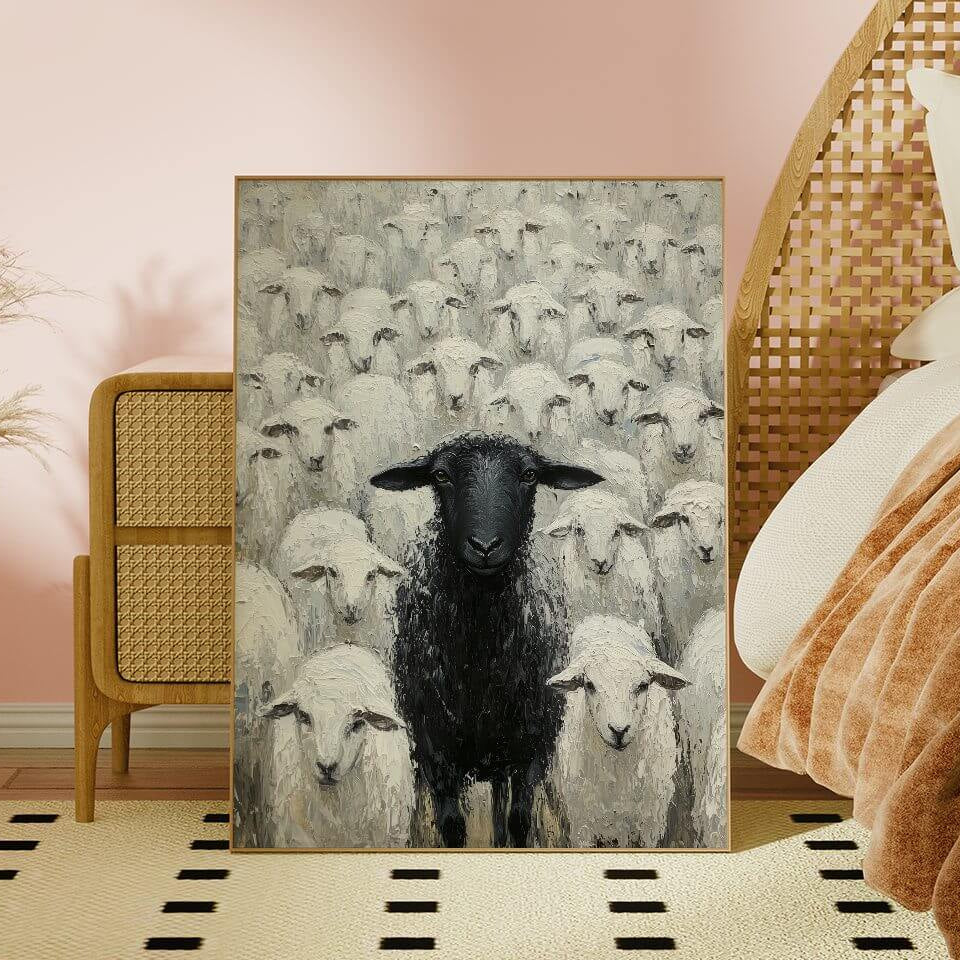 Black Sheep Oil Painting Art Print